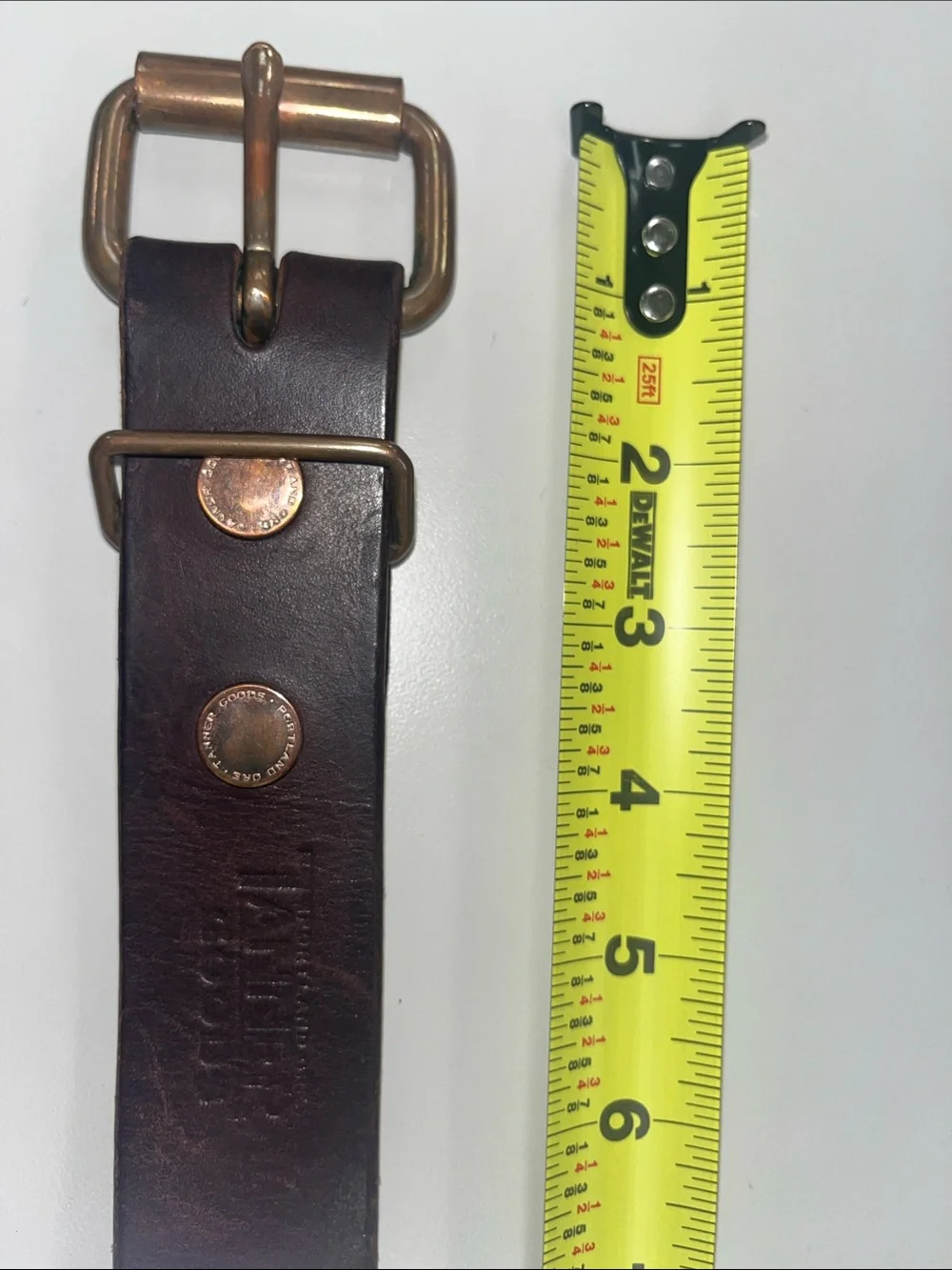 Tanner Goods Men's Leather Belt in Dark Brown w/ Copper Color Buckle